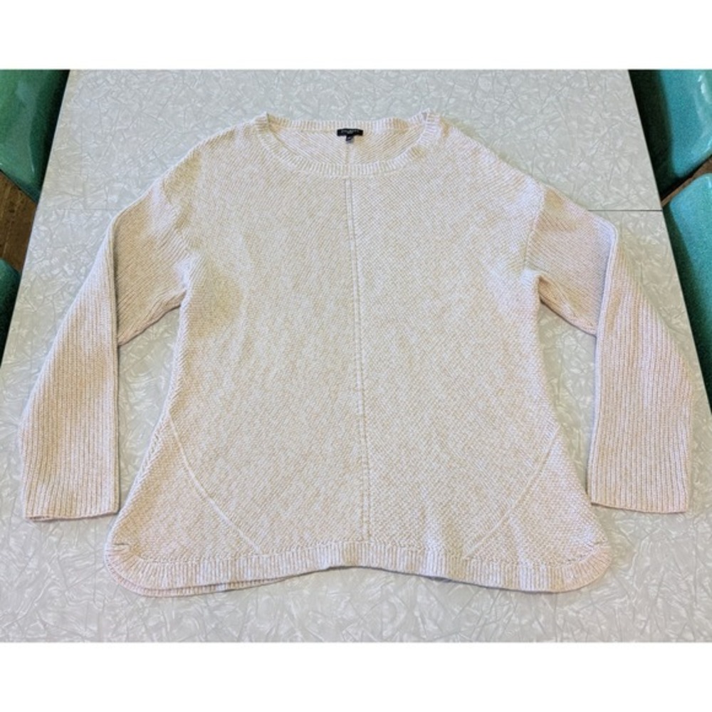 Talbots Women's XL‎ Petite Cream Tan Knit Sweater 100% Pima Cotton